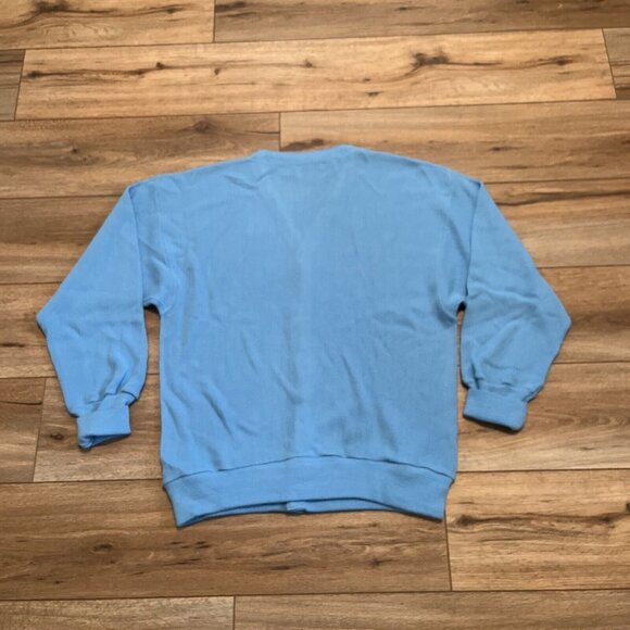 VTG Penn's Landing Knit Cardigan SZ LARGE Blue USA Made Button Front Grandpa - Picture 8 of 9